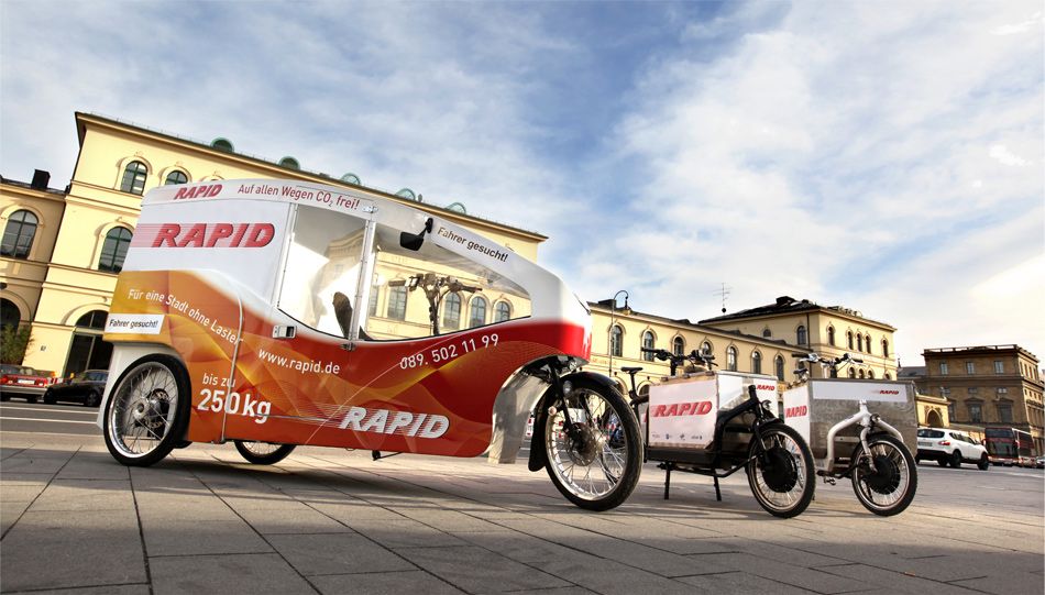 Cargobike-Fuhrpark von Rapid Kuriere in München