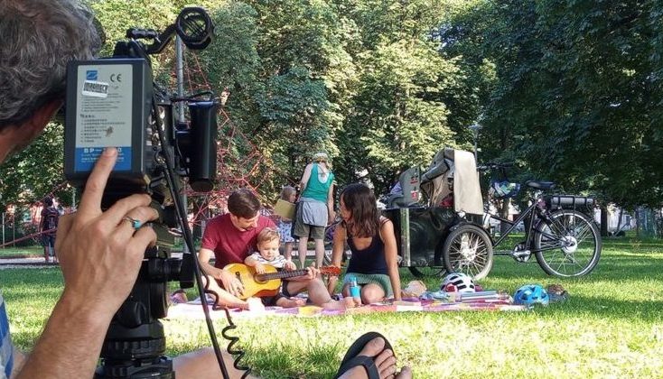 Filmdreh mit Lastenrad