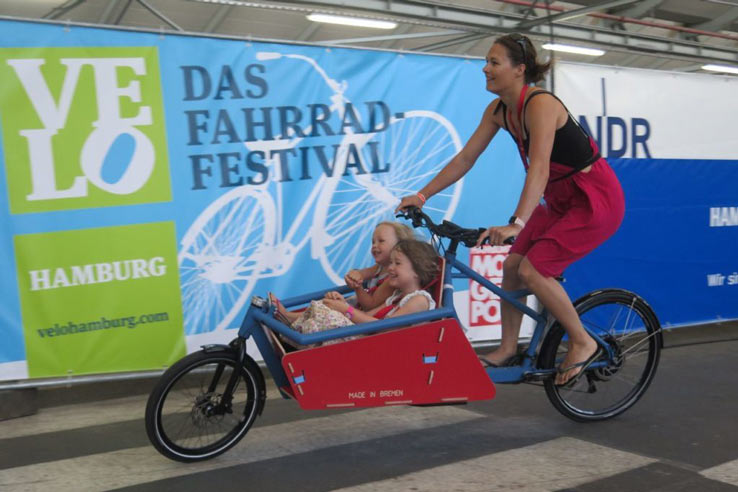 foto kindertransport auf lastenrad