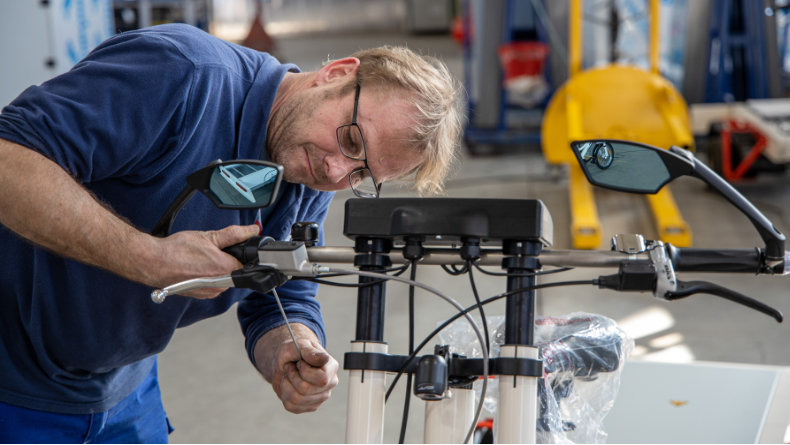 Schwerlastrad UM CargoBike in der Werkstatt